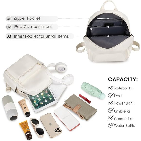 Women Beige Nylon Light Weight Small Waterproof Mini Backpack main image 6